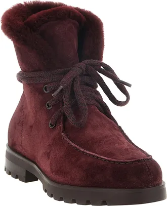 Santoni Shearling-Lined Calfskin Boot - Burgundy