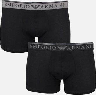 Emporio Armani Mens Emporio Armani 2-Pack Endurance Boxer Trunks, Black - Black/Black - Size: 32/33/32
