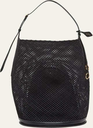 Alaia Le Hip Large Suede Mesh Bucket Bag