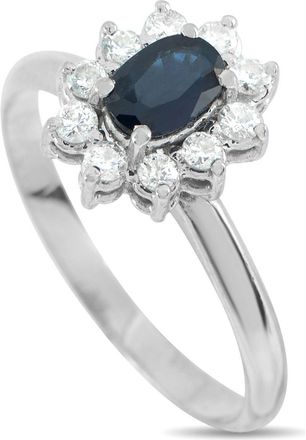Luxury Bazaar 18K White Gold 0.25ct Diamond and Sapphire Ring MF06-103125