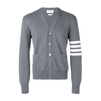 Thom Browne Cotton Crepe V-Hals Vest - Heren - Truien - Grijs - Maat: 2XL Katoen