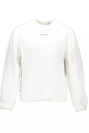 Calvin Klein Mens Crew Neck Sweatshirt Minimalist Style - White Cotton - Size X-Large