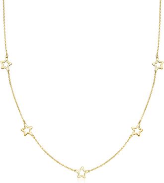 Ross-Simons Italian 10kt Yellow Gold Open-Space Star Station Necklace