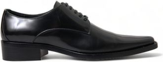 Dolce & Gabbana Zwarte Leren Veterschoenen Formele Flats