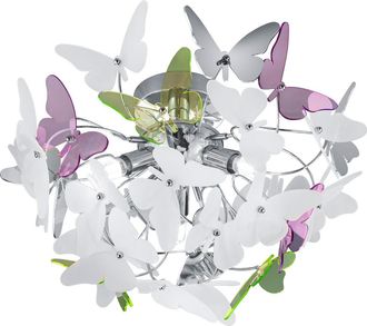 Reality Reality Leuchten - Butterfly Plaf&oacute;n 3xg9 Cromo Multicolor Mariposas &Oslash;45 Cm Trio Lighting