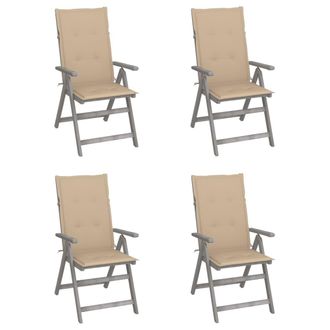 vidaXL Vidaxl - Sillas Reclinables Jard&iacute;n Y Cojines 4 Uds Madera Maciza Acacia