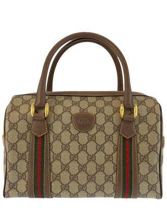Gucci Beige Coated/Waterproof Canvas Boston Handbag (Authentic Pre-Loved)