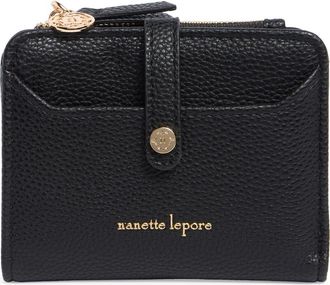 Nanette Lepore Faux Leather Bifold Wallet in Black /Gingham Bows at Nordstrom Rack