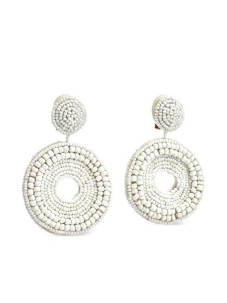 Kenneth Jay Lane beaded round-shape earrings - White