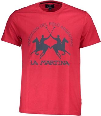 La Martina Elegant Roze Tee met Tijdloze Elegantie - Heren - T-shirts - Rood - XL - Katoen - Tops