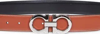 Ferragamo Mens Two-Tone Gancini Reversible Belt Brown Furs & Skins - Calf Leather
