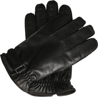 Kazar Zwarte herenhandschoenen met perforaties op de vingers - Heren - Handschoenen - Zwart - S - Leer - Accessoires