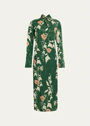 Johanna Ortiz Esencia Femenina Twisted Jacquard Buttoned Maxi Dress