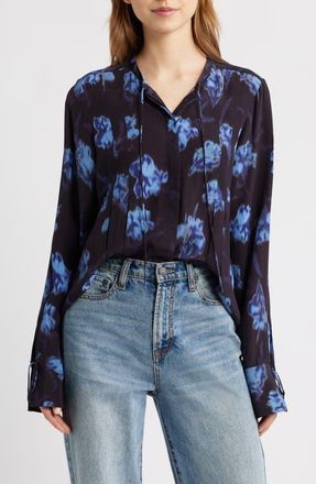 Rag & Bone Arden Pleated Print Top in Dkflo at Nordstrom, Size Large
