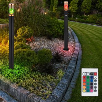 Globo Lighting Lampada Da Terra Dimmerabile Con Telecomando Piantana Led Da Esterno Con Rilevatore Di Movimento Giardino Acciaio Inox Fum&egrave; Rame Nero, Cambio Colore R