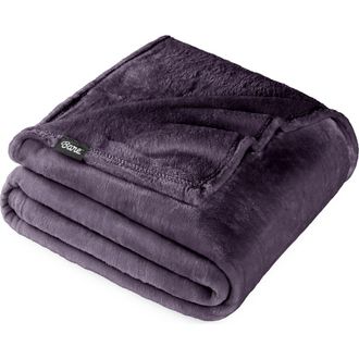 Bare Home Microplush Fleece Blanket in Eggplant at Nordstrom, Size Full