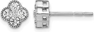 Diamond2Deal 14k Gold 1/2 ct Lab Grown Diamond Bloom Floral Stud Earrings VS Clarity, D-E Color
