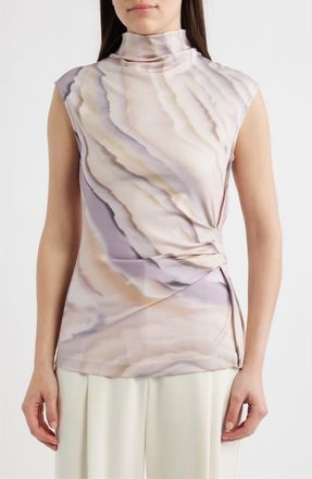 BOSS Erocis Print Sleeveless Top in Lavender Tide Print at Nordstrom, Size X-Small