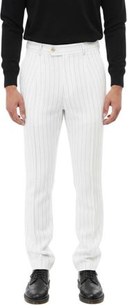 Brunello Cucinelli White Tailored Stripes Pants