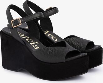 Pedro Garcia black cervo Wedge in black leather | Doina | Spring Summer 26 | PEDRO GARCIA