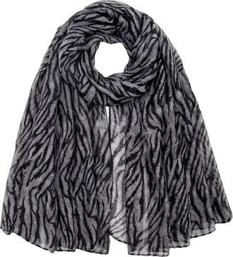 Generic Leopard Print Scarf for Women, Lightweight Chiffon Silk Feel Rectangular Scarf, Soft Touch Fashion Accessory (Grey)