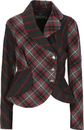 Vivienne Westwood Black Stormy Red Tartan Tailored Wool Blazer