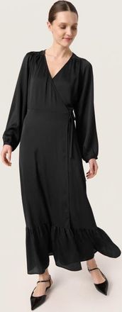 Soaked In Luxury Slioana Maxi Length V-Neck Wrap Dress in Black at Nordstrom, Size X-Small