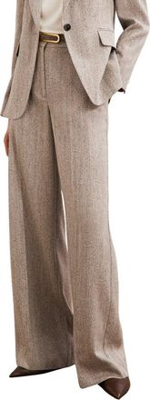 Reiss Isla Herringbone Wide Leg Pants in Grey at Nordstrom, Size 10 Us