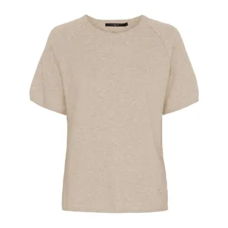 BTF-CPH Btfcph - Gebreid T-shirt met ronde hals - Dames - Truien - Beige - Maat: XL Wol