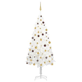 vidaXL &Aacute;rbol De Navidad Artificial Con Luces Led Y Bolas De 240 Cm De Blanco