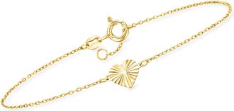 Canaria Canaria Italian 10kt Yellow Gold Diamond-Cut Heart Bracelet
