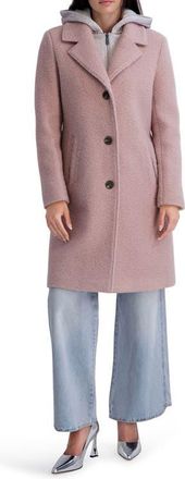 Kenneth Cole Textured Coat with Hoodie Bib in Pink at Nordstrom, Size X-Small