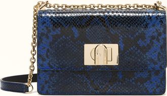 Furla 1927 Crossbody Mini Toni Indigo Capra Leather With Print Aspide Lux Woman