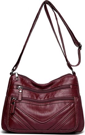 Generic Crossbody Bags For Women, Soft PU Leather Shoulder Bag Multi Pocket Hobo Tote Bag and Handbags (red)