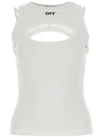 Off-white logo-print cut-out tank top - women - Cotton/Elastane - 40