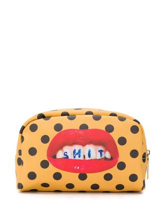 Seletti dotted-print makeup bag - women - Polyester/Polyurethane - One Size - Yellow