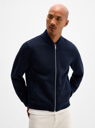 Le 31 Mens Embossed geo zip cardigan