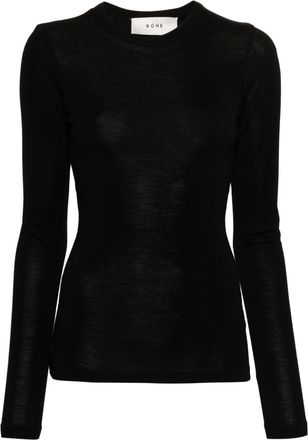 Róhe crew-neck long-sleeve t-shirt - women - Merino - 40 - Black