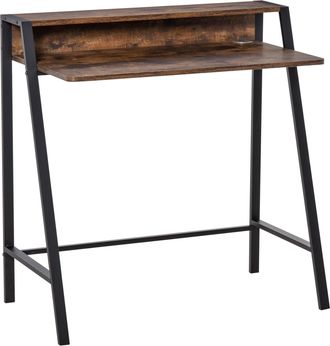 Carter's 84cm Wide Writing Desk Computer Table Home Office PC Laptop Workstation Storage Shelf Color Rustic Brown Metal Frame - CARTER | TJ Hughes