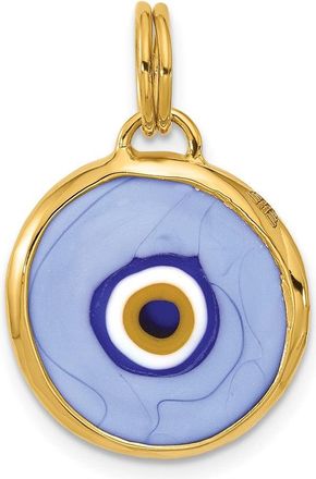 Diamond2Deal 14k Yellow Gold Polished Blue Opaline Glass Eye Pendant