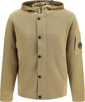 C.P. Company Cardigan in Lana Merino e Nylon Stretch Reversibile - - Knitwear - Uomo - Beige - S