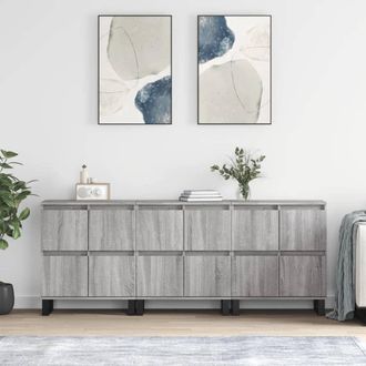 vidaXL Aparadores 3 Uds Madera Contrachapada Gris Sonoma Vidaxl