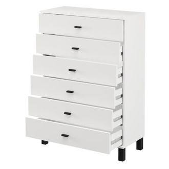 Dmora Credenza Otaval, Aparador Un Estante, 6 Cajones, 6 Compartimentos, 77x35x78h Cm Blanco