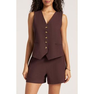 Matty M Davenport Linen Blend Vest in Chocolate at Nordstrom, Size X-Small