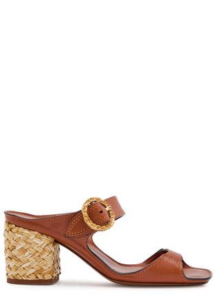 Zimmermann Solena 65 Leather and Raffia Mules - Brown - 37 (IT37 / UK4)