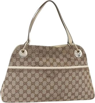 Gucci Pre-owned Shoulder Bags, female, Beige, Size: ONE SIZE Pre-owned Canvas Shoulder Bag