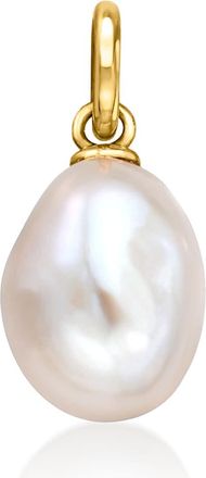 RS Pure by Ross-Simons 7-7.5mm Cultured Oval Pearl Charm in 14kt Yellow Gold