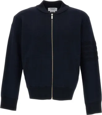 Thom Browne Navy Knitted Bomber Jacket