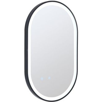 Vente-Unique Specchio per bagno luminoso ovale antiappannamento 60 x 90 cm con contorno Nero - ALARICO