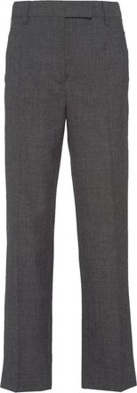 Prada Grijze Wollen Broek Aw 23 - Dames - Straight fit broeken - Grijs - XL - Wol - Broeken